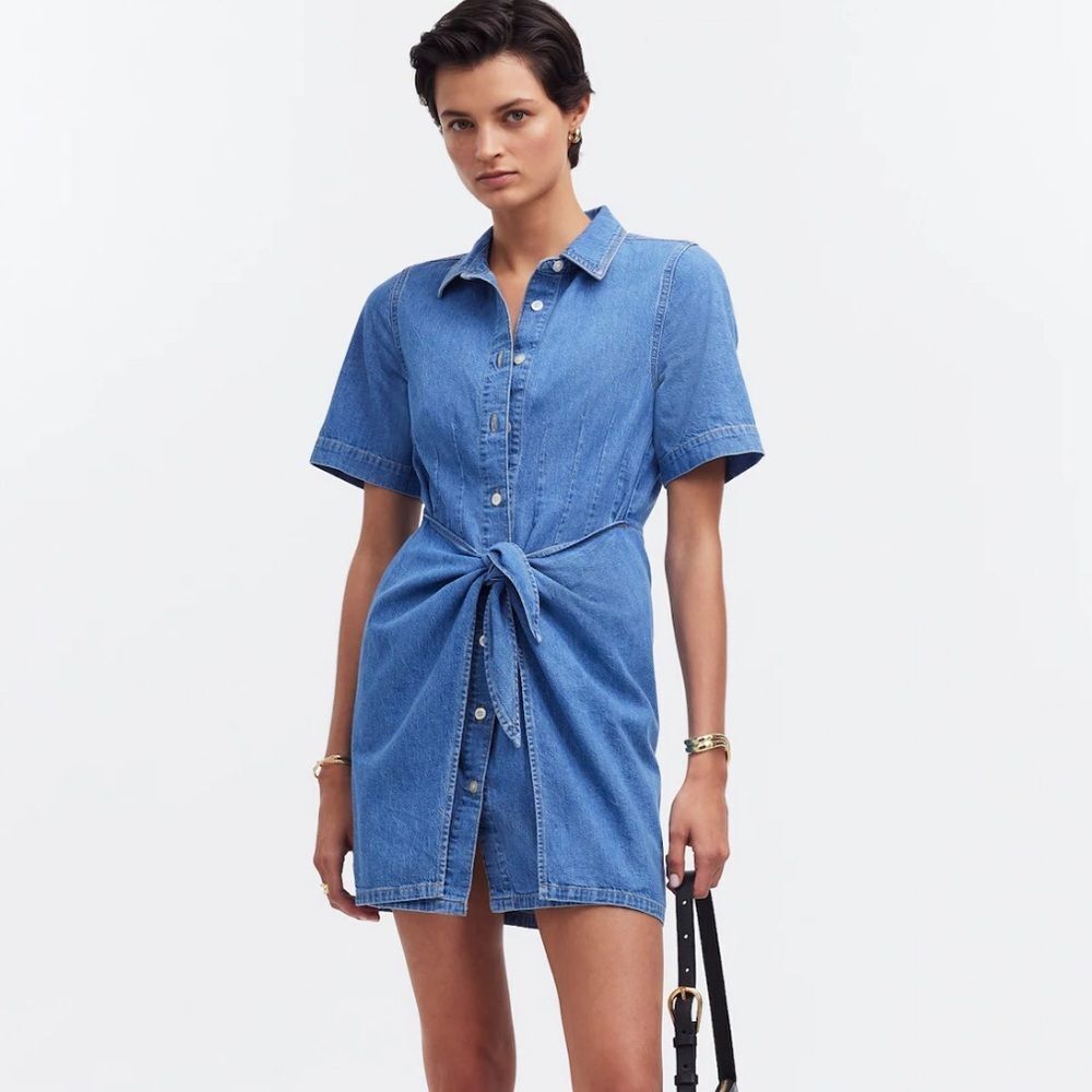 Madewell Indigo Tie-Front Mini Dress